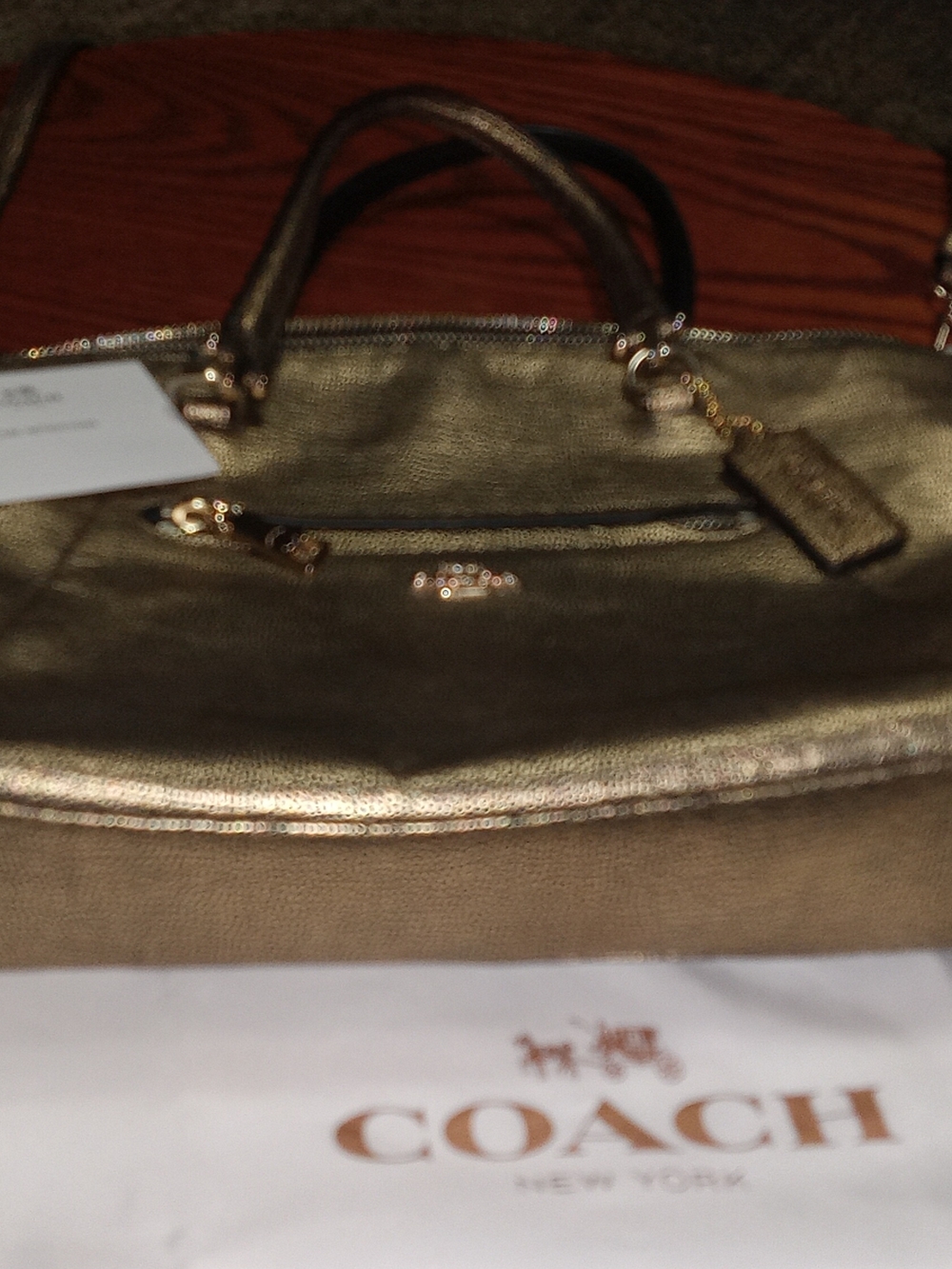 COACH Metallic Gold Shoulder Satchel